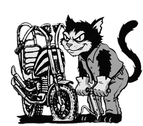 Club cat working on a chopper